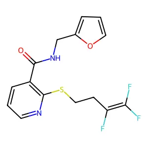 N-(2-furylmethyl)-2-[(3,4,4-trifluoro-3-butenyl)sulfanyl]nicotinamide structure