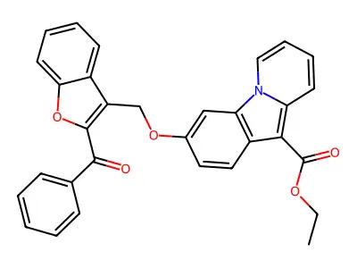 Ethyl 3-[(2-benzoyl-1-benzofuran-3-yl)methoxy]pyrido[1,2-a]indole-10-carboxylate structure