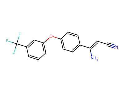 3-Amino-3-[4-[3-(trifluoromethyl)phenoxy]phenyl]prop-2-enenitrile structure