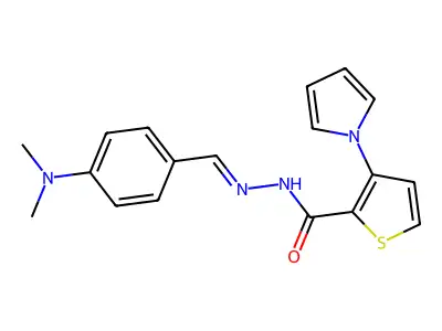 N'-{(E)-[4-(dimethylamino)phenyl]methylidene}-3-(1H-pyrrol-1-yl)-2-thiophenecarbohydrazide structure