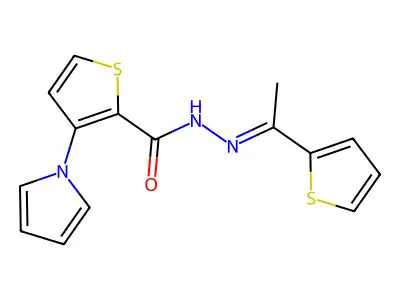 3-pyrrol-1-yl-N-(1-thiophen-2-ylethylideneamino)thiophene-2-carboxamide structure