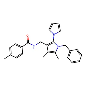 N-[(1-benzyl-4,5-dimethyl-2-pyrrol-1-ylpyrrol-3-yl)methyl]-4-methylbenzamide structure