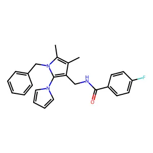 N-[(1-benzyl-4,5-dimethyl-2-pyrrol-1-ylpyrrol-3-yl)methyl]-4-fluorobenzamide structure