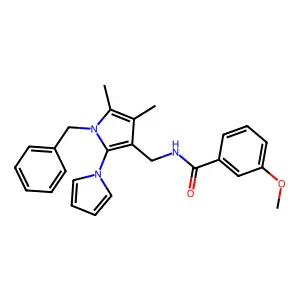 N-[(1-benzyl-4,5-dimethyl-2-pyrrol-1-ylpyrrol-3-yl)methyl]-3-methoxybenzamide structure