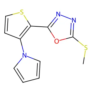 2-(methylsulfanyl)-5-[3-(1H-pyrrol-1-yl)-2-thienyl]-1,3,4-oxadiazole structure