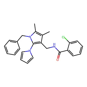 N-[(1-benzyl-4,5-dimethyl-2-pyrrol-1-ylpyrrol-3-yl)methyl]-2-chlorobenzamide structure