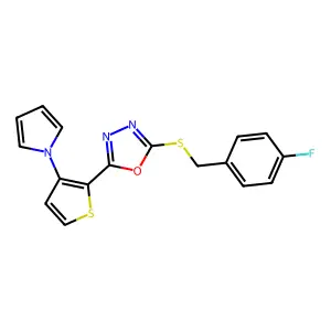 4-fluorobenzyl 5-[3-(1H-pyrrol-1-yl)-2-thienyl]-1,3,4-oxadiazol-2-yl sulfide structure