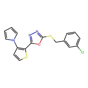 3-chlorobenzyl 5-[3-(1H-pyrrol-1-yl)-2-thienyl]-1,3,4-oxadiazol-2-yl sulfide structure