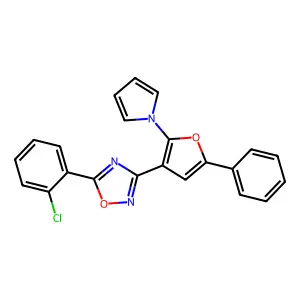 5-(2-chlorophenyl)-3-[5-phenyl-2-(1H-pyrrol-1-yl)-3-furyl]-1,2,4-oxadiazole structure