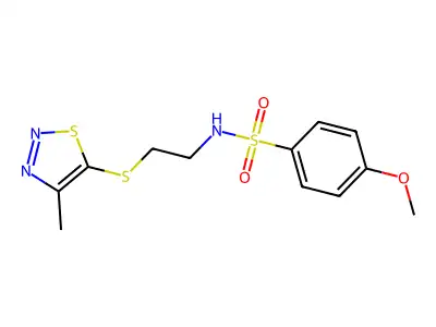 4-methoxy-N-{2-[(4-methyl-1,2,3-thiadiazol-5-yl)sulfanyl]ethyl}benzenesulfonamide structure