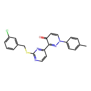 3-{2-[(3-chlorobenzyl)sulfanyl]-4-pyrimidinyl}-1-(4-methylphenyl)-4(1H)-pyridazinone structure
