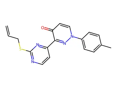 3-[2-(allylsulfanyl)-4-pyrimidinyl]-1-(4-methylphenyl)-4(1H)-pyridazinone structure