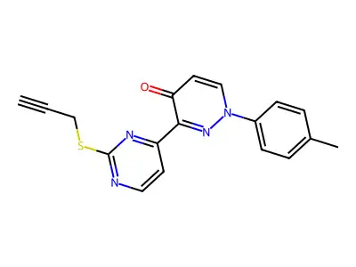 1-(4-methylphenyl)-3-[2-(2-propynylsulfanyl)-4-pyrimidinyl]-4(1H)-pyridazinone structure