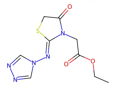 Ethyl 2-[4-oxo-2-(1,2,4-triazol-4-ylimino)-1,3-thiazolidin-3-yl]acetate structure