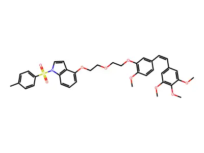 2,3-dimethoxy-5-[(Z)-2-(4-methoxy-3-{2-[2-({1-[(4-methylphenyl)sulfonyl]-1H-indol-4-yl}oxy)ethoxy]ethoxy}phenyl)ethenyl]phenyl methyl ether structure