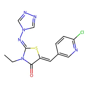 5-[(Z)-(6-chloro-3-pyridinyl)methylidene]-3-ethyl-2-(4H-1,2,4-triazol-4-ylimino)-1,3-thiazolan-4-one structure