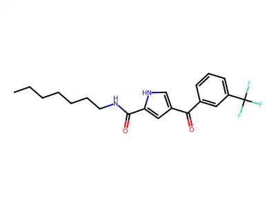 N-heptyl-4-[3-(trifluoromethyl)benzoyl]-1H-pyrrole-2-carboxamide structure