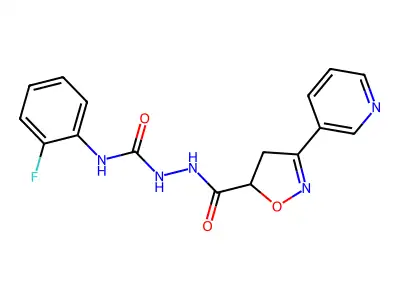N-(2-fluorophenyl)-2-{[3-(3-pyridinyl)-4,5-dihydro-5-isoxazolyl]carbonyl}-1-hydrazinecarboxamide structure