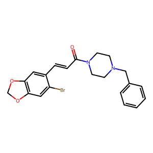 1-(4-Benzylpiperazin-1-yl)-3-(6-bromo-1,3-benzodioxol-5-yl)prop-2-en-1-one structure