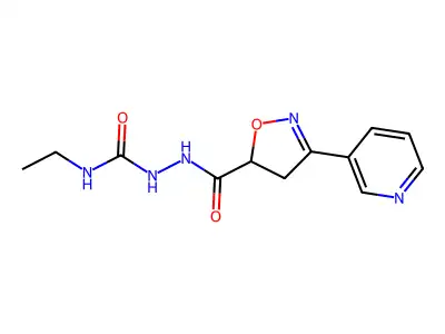 N-ethyl-2-{[3-(3-pyridinyl)-4,5-dihydro-5-isoxazolyl]carbonyl}-1-hydrazinecarboxamide structure