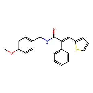 N-[(4-methoxyphenyl)methyl]-2-phenyl-3-thiophen-2-ylprop-2-enamide structure