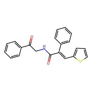 (E)-N-(2-oxo-2-phenylethyl)-2-phenyl-3-(2-thienyl)-2-propenamide structure