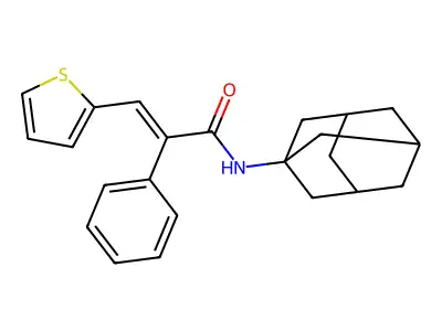 N-(1-adamantyl)-2-phenyl-3-thiophen-2-ylprop-2-enamide structure