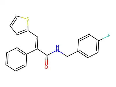 N-[(4-fluorophenyl)methyl]-2-phenyl-3-thiophen-2-ylprop-2-enamide structure