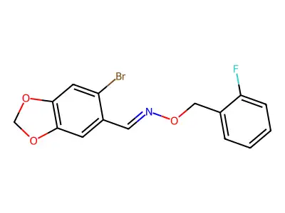 1-(6-bromo-1,3-benzodioxol-5-yl)-N-[(2-fluorophenyl)methoxy]methanimine structure