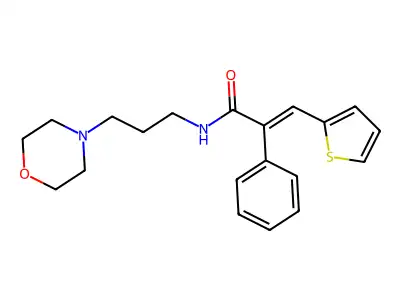 N-(3-morpholin-4-ylpropyl)-2-phenyl-3-thiophen-2-ylprop-2-enamide structure