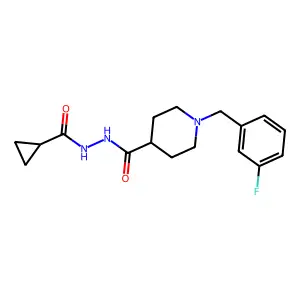 N'-{[1-(3-fluorobenzyl)-4-piperidinyl]carbonyl}cyclopropanecarbohydrazide structure
