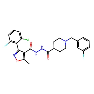3-(2-chloro-6-fluorophenyl)-N'-{[1-(3-fluorobenzyl)-4-piperidinyl]carbonyl}-5-methyl-4-isoxazolecarbohydrazide structure