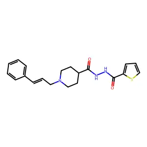 N'-({1-[(E)-3-phenyl-2-propenyl]-4-piperidinyl}carbonyl)-2-thiophenecarbohydrazide structure