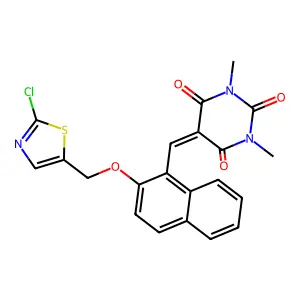 5-({2-[(2-chloro-1,3-thiazol-5-yl)methoxy]-1-naphthyl}methylene)-1,3-dimethyl-2,4,6(1H,3H,5H)-pyrimidinetrione structure