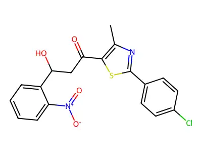 1-[2-(4-chlorophenyl)-4-methyl-1,3-thiazol-5-yl]-3-hydroxy-3-(2-nitrophenyl)propan-1-one structure