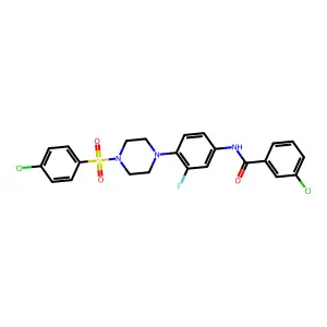 3-chloro-N-(4-{4-[(4-chlorophenyl)sulfonyl]piperazino}-3-fluorophenyl)benzenecarboxamide structure
