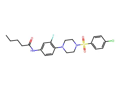 N-(4-{4-[(4-chlorophenyl)sulfonyl]piperazino}-3-fluorophenyl)pentanamide structure