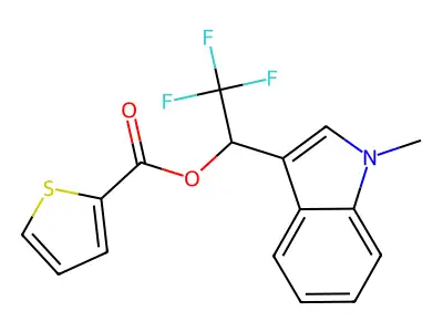 2,2,2-trifluoro-1-(1-methyl-1H-indol-3-yl)ethyl 2-thiophenecarboxylate structure