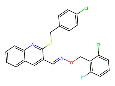 2-[(4-chlorobenzyl)sulfanyl]-3-quinolinecarbaldehyde O-(2-chloro-6-fluorobenzyl)oxime structure