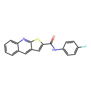 N-(4-fluorophenyl)thieno[2,3-b]quinoline-2-carboxamide structure