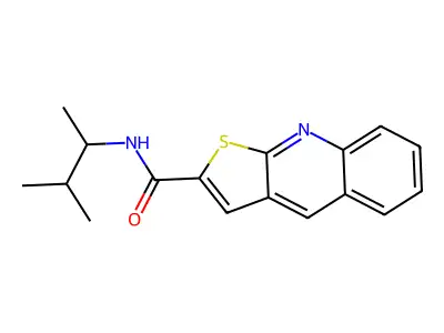 N-(3-methylbutan-2-yl)thieno[2,3-b]quinoline-2-carboxamide structure