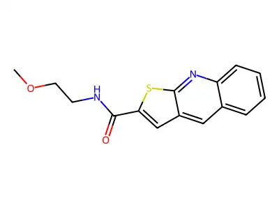 N-(2-methoxyethyl)thieno[2,3-b]quinoline-2-carboxamide structure