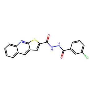 N'-(3-chlorobenzoyl)thieno[2,3-b]quinoline-2-carbohydrazide structure