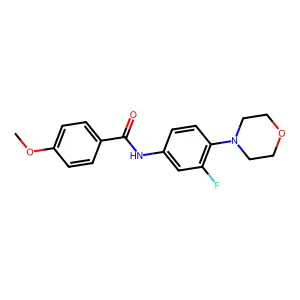 N-(3-fluoro-4-morpholinophenyl)-4-methoxybenzenecarboxamide structure
