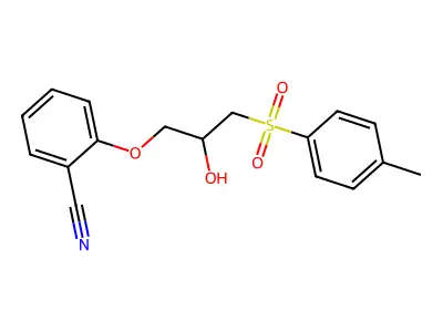 2-(2-Hydroxy-3-((4-methylphenyl)sulfonyl)propoxy)benzonitrile structure