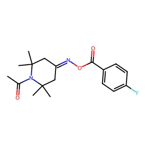 1-(4-{[(4-Fluorobenzoyl)oxy]imino}-2,2,6,6-tetramethylpiperidino)-1-ethanone structure