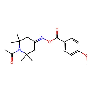 1-(4-{[(4-Methoxybenzoyl)oxy]imino}-2,2,6,6-tetramethylpiperidino)-1-ethanone structure