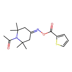 1-(2,2,6,6-Tetramethyl-4-{[(2-thienylcarbonyl)oxy]imino}piperidino)-1-ethanone structure