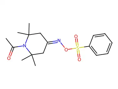 1-(2,2,6,6-Tetramethyl-4-{[(phenylsulfonyl)oxy]imino}piperidino)-1-ethanone structure