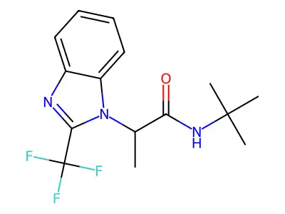 N-(tert-butyl)-2-[2-(trifluoromethyl)-1H-1,3-benzimidazol-1-yl]propanamide structure